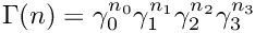 \&zwj;[\Gamma(n) = \gamma_0^{n_0} \gamma_1^{n_1} \gamma_2^{n_2} \gamma_3^{n_3}
\&zwj;]